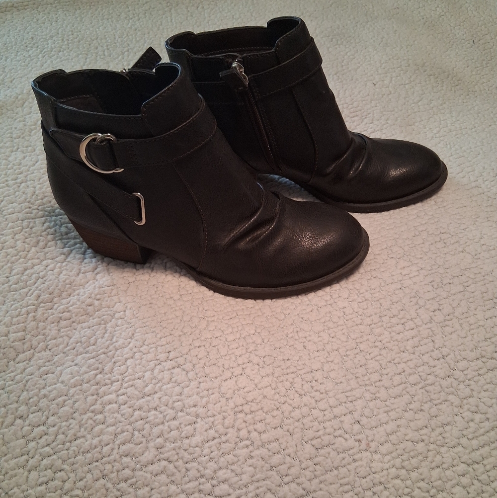 Dr. Scholl's dk brown Ankle Booties with Buckle Detail